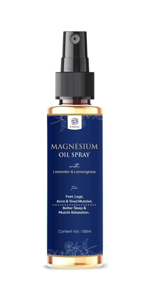 AL MASNOON Magnesium Oil Spray | 100ml | With Lavender & Lemongrass | Fast-Absorbing Body Spray for Muscle Relaxation & Daily Wellness
