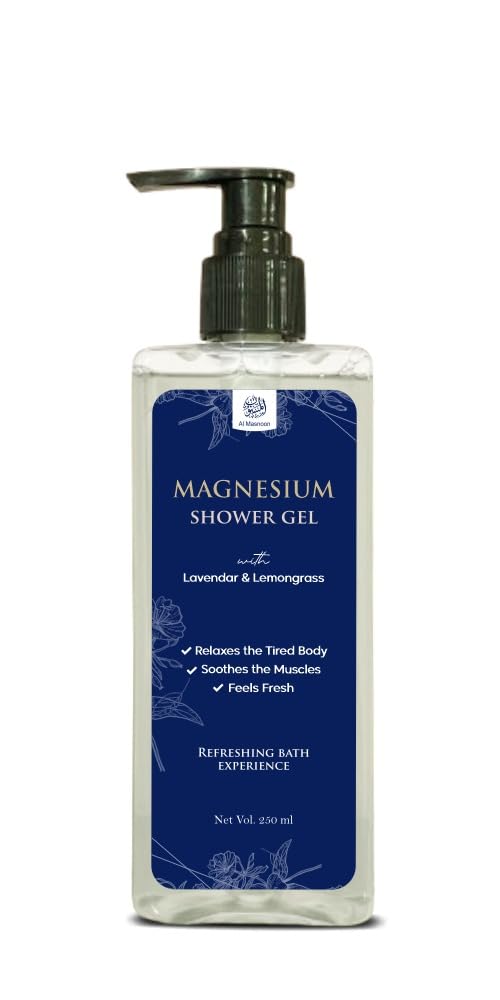 AL MASNOON Magnesium Shower Gel with Lavender & Lemongrass | 250ml | Relaxing & Refreshing Body Wash | Gentle Cleansing for Soft, Fresh & Revitalized Skin