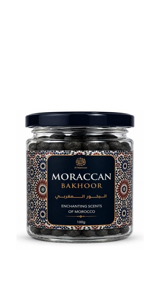AL MASNOON Moroccan Bakhoor | 100g | Luxury Arabic Bakhoor Incense | Rich Oriental Fragrance for Home, Majlis & Special Occasions