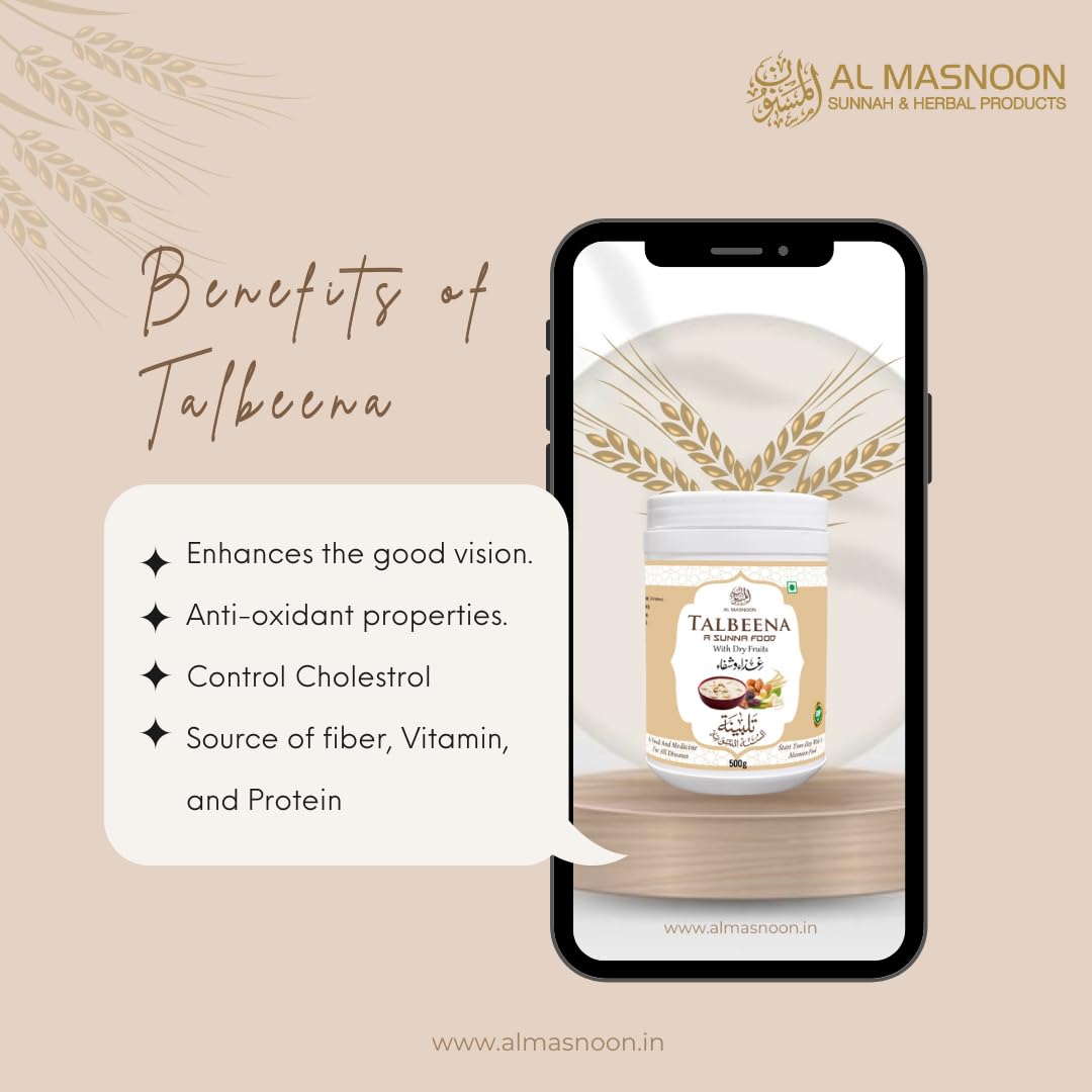 AL MASNOON Talbina with Dry Fruits 500g (pack of 1) / A Sunnah & Healthy Diet Porridge For All Age Group