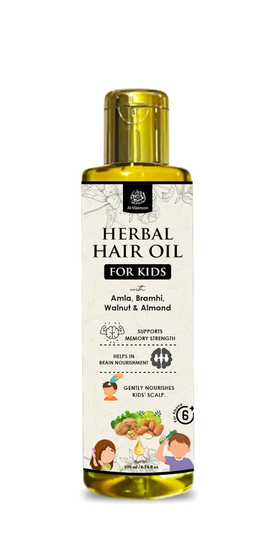 AL MASNOON Herbal Hair Oil for Kids | 200ml | With Amla, Brahmi, Walnut & Almond | Nourishing Ayurvedic Hair Oil for Soft, Healthy-Looking Hair