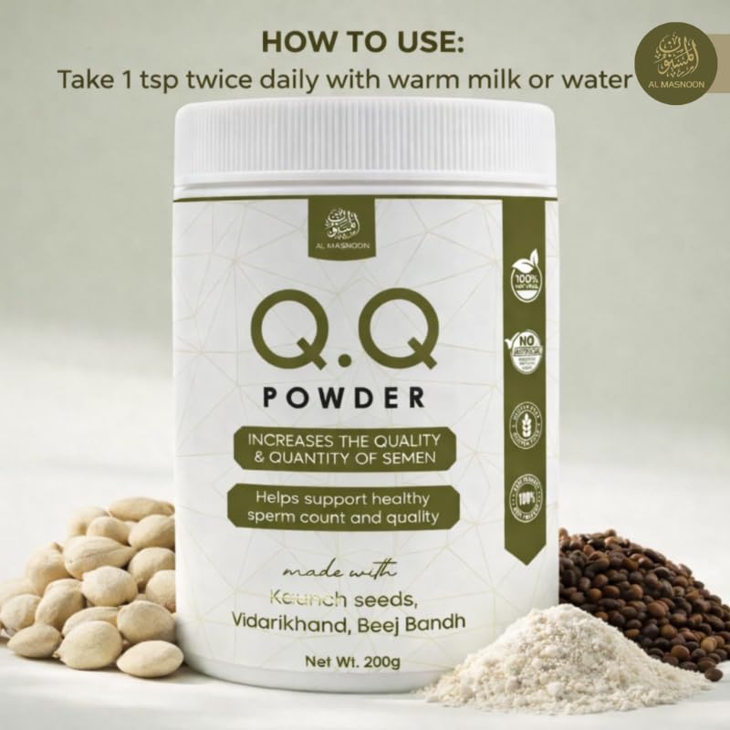 AL MASNOON Q.Q Powder | 200g | Herbal Wellness Blend with Kaunch Seeds, Vidarikhand & Beej Bandh | Traditional Ayurvedic Formula for Men's Daily Wellness