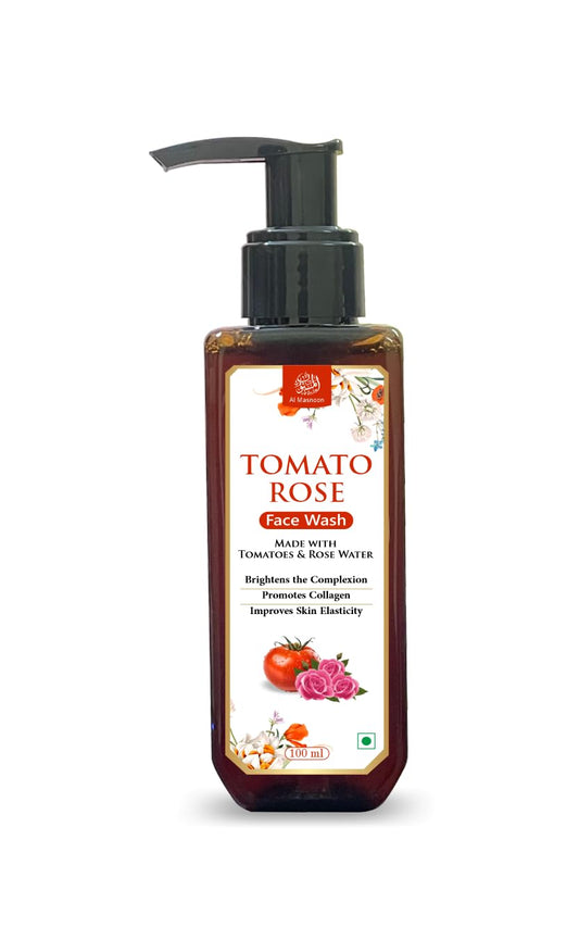 AL MASNOON Tomato Rose Face Wash | 100ml Pack of 1 | Natural & SLS Paraben Free, Enriched with Tomato and Rose Extracts for Clean, Radiant, and Glowing Skin