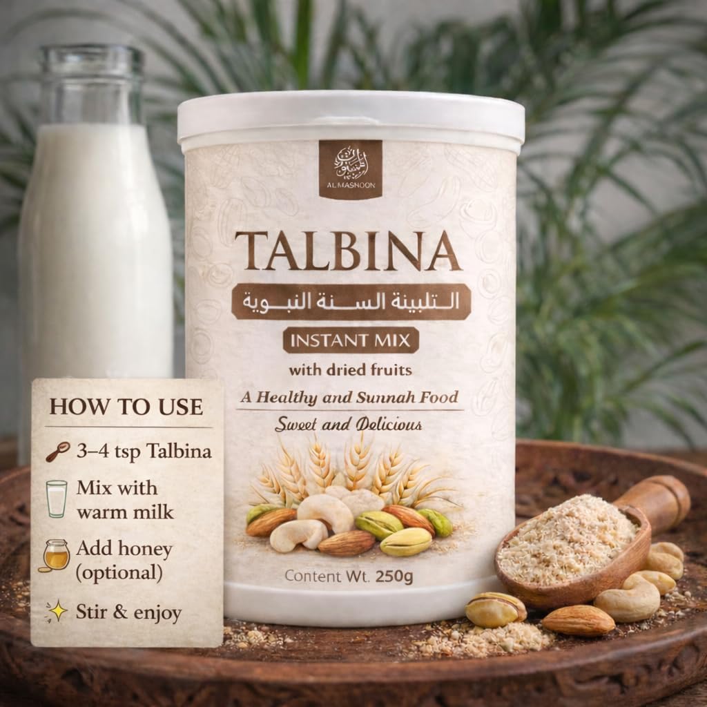 AL MASNOON Talbina Instant Mix with Dried Fruits | 250g | 100% Natural | Delicious Sunnah Food | Nutritious Barley-Based Instant Mix | Pack of 1