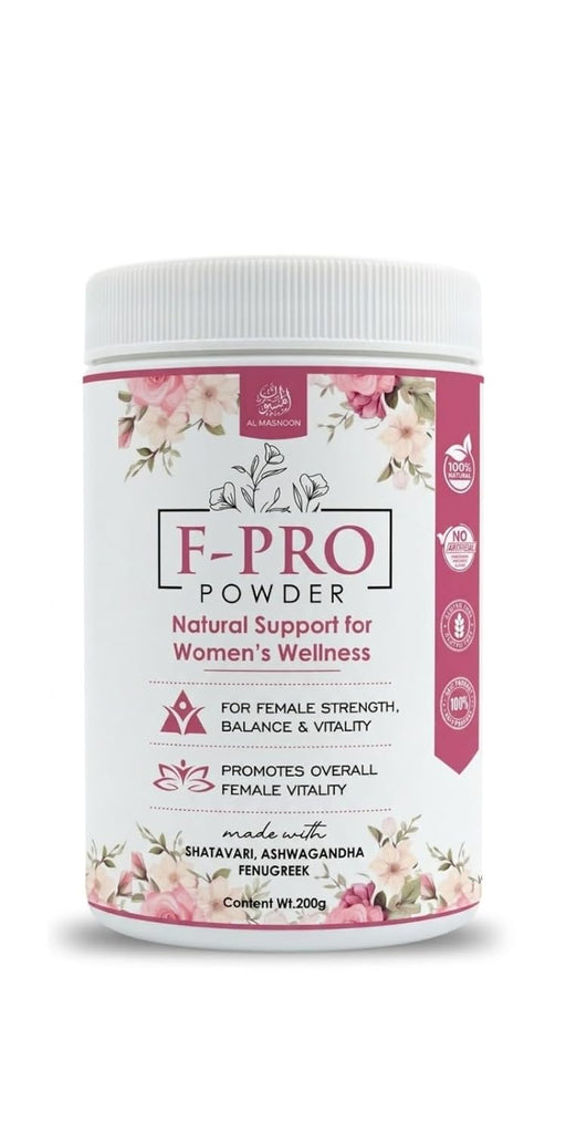 AL MASNOON F-PRO Powder | 200g | Herbal Wellness Blend with Shatavari, Ashwagandha & Fenugreek | Traditional Ayurvedic Formula for Women's Daily Wellness