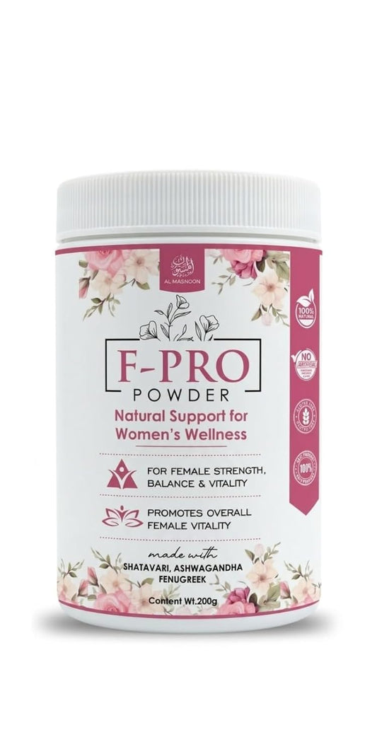 AL MASNOON F-PRO Powder | 200g | Herbal Wellness Blend with Shatavari, Ashwagandha & Fenugreek | Traditional Ayurvedic Formula for Women's Daily Wellness