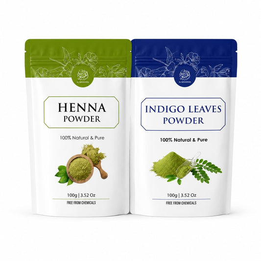 AL MASNOON Henna & Indigo Leaves Powder Hair Care Combo | 100g + 100g | 100% Natural & Pure | Chemical-Free Hair Colour & Hair Conditioning Combo