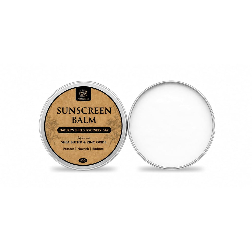 AL MASNOON Sunscreen Balm | 40g | Shea Butter & Zinc Oxide Daily Protective Balm | Waterless Moisturizing Formula for Soft, Nourished & Protected Skin