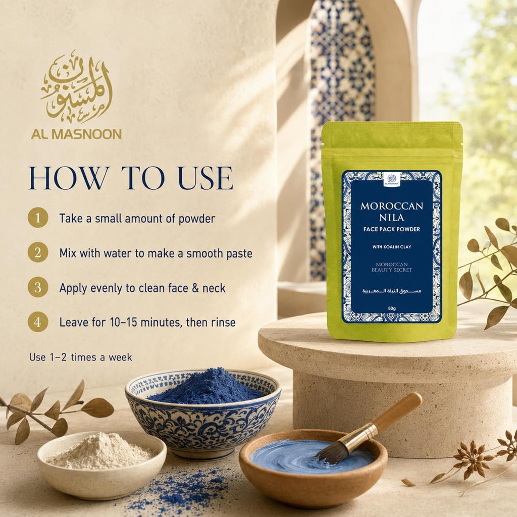 AL MASNOON Moroccan Nila Face Pack Powder with Kaolin Clay | 50g