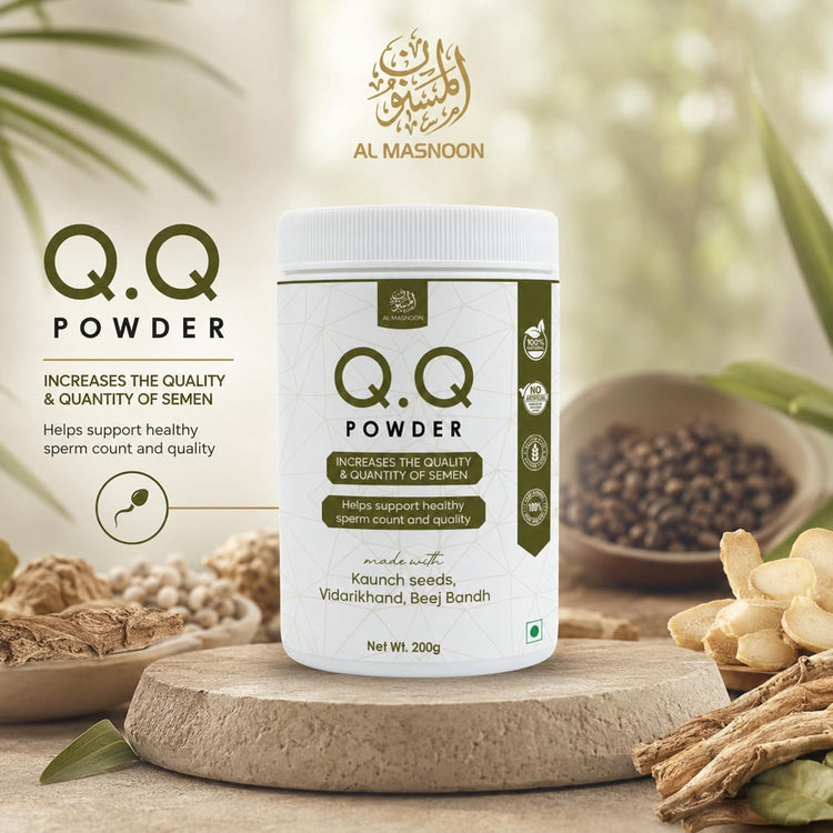 AL MASNOON Q.Q Powder | 200g | Herbal Wellness Blend with Kaunch Seeds, Vidarikhand & Beej Bandh | Traditional Ayurvedic Formula for Men's Daily Wellness