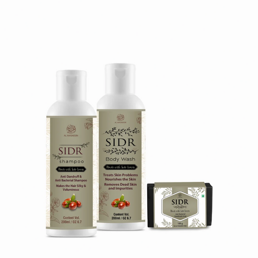 almasnoon SIDR shampoo, conditioner, and soap bar 